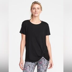 Old Navy Active Black Short Sleeve Twist Hem Top
